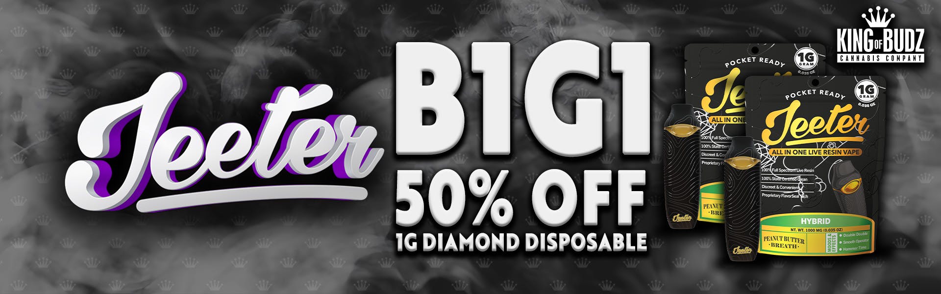 Jeeter - 1g Diamond Disposable - Buy 1 Get 1 50 Percent OFF