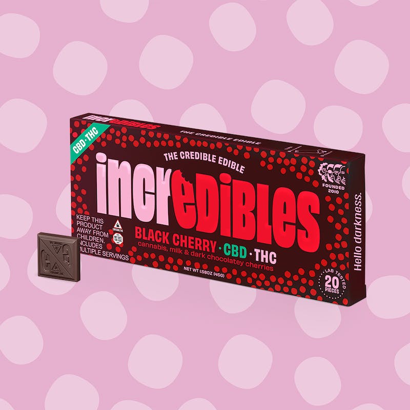 Product incredibles - Black Cherry 1:1 Chocolate Bar (100mg 20pk)