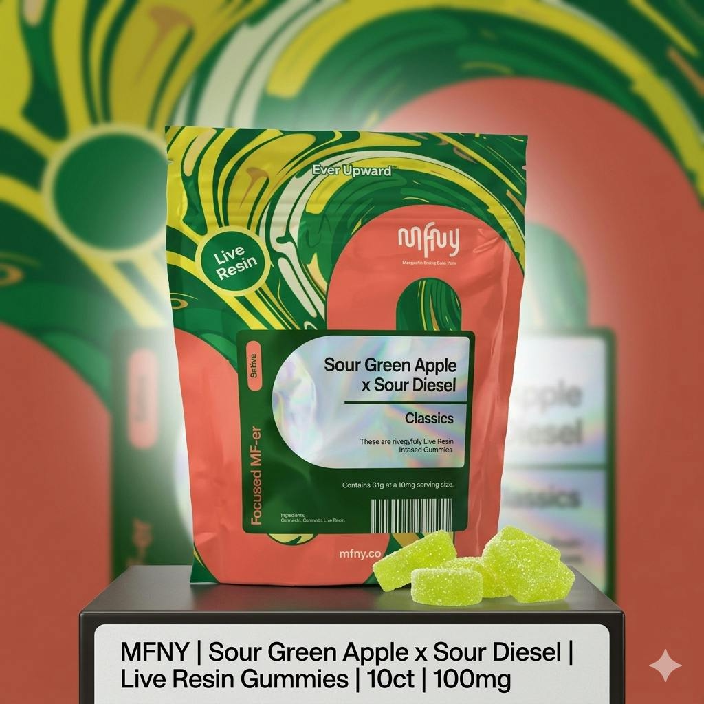 Product Sour Green Apple x Sour Diesel Live Resin Gummies | 10 pk