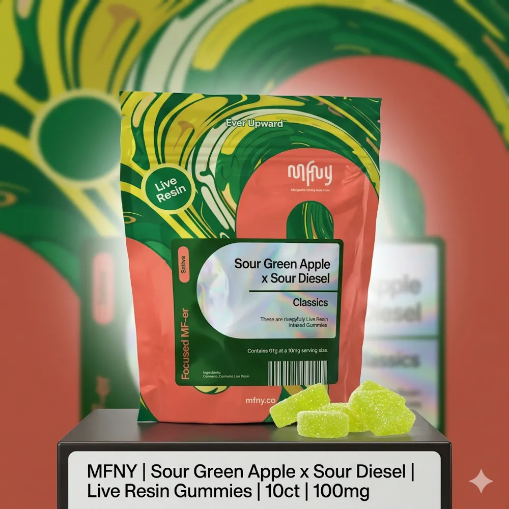 Product Sour Green Apple x Sour Diesel Live Resin Gummies | 10 pk