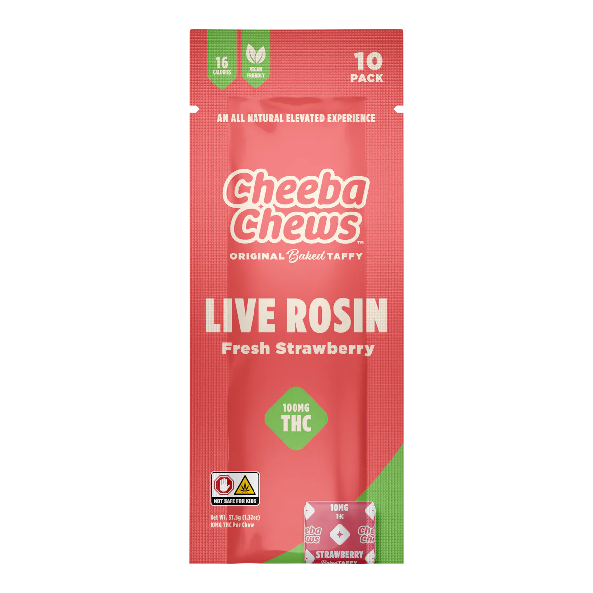 Fresh Strawberry Live Rosin Chews .1g Edibles | Cheeba Chews®