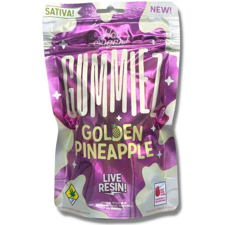 Gummiez: Sativa Golden Pineapple - Live Resin 10pk 100mg