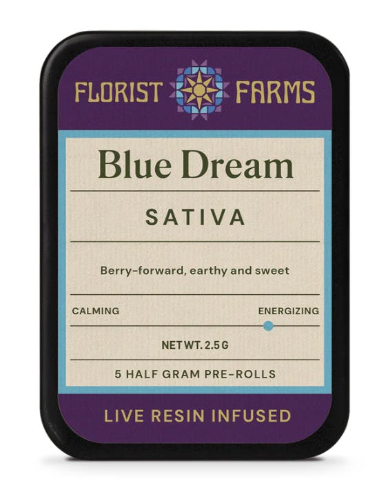 Product Live Resin Infused Preroll | Blue Dream (S) | .5g Total) 5 pack | Florist Farms
