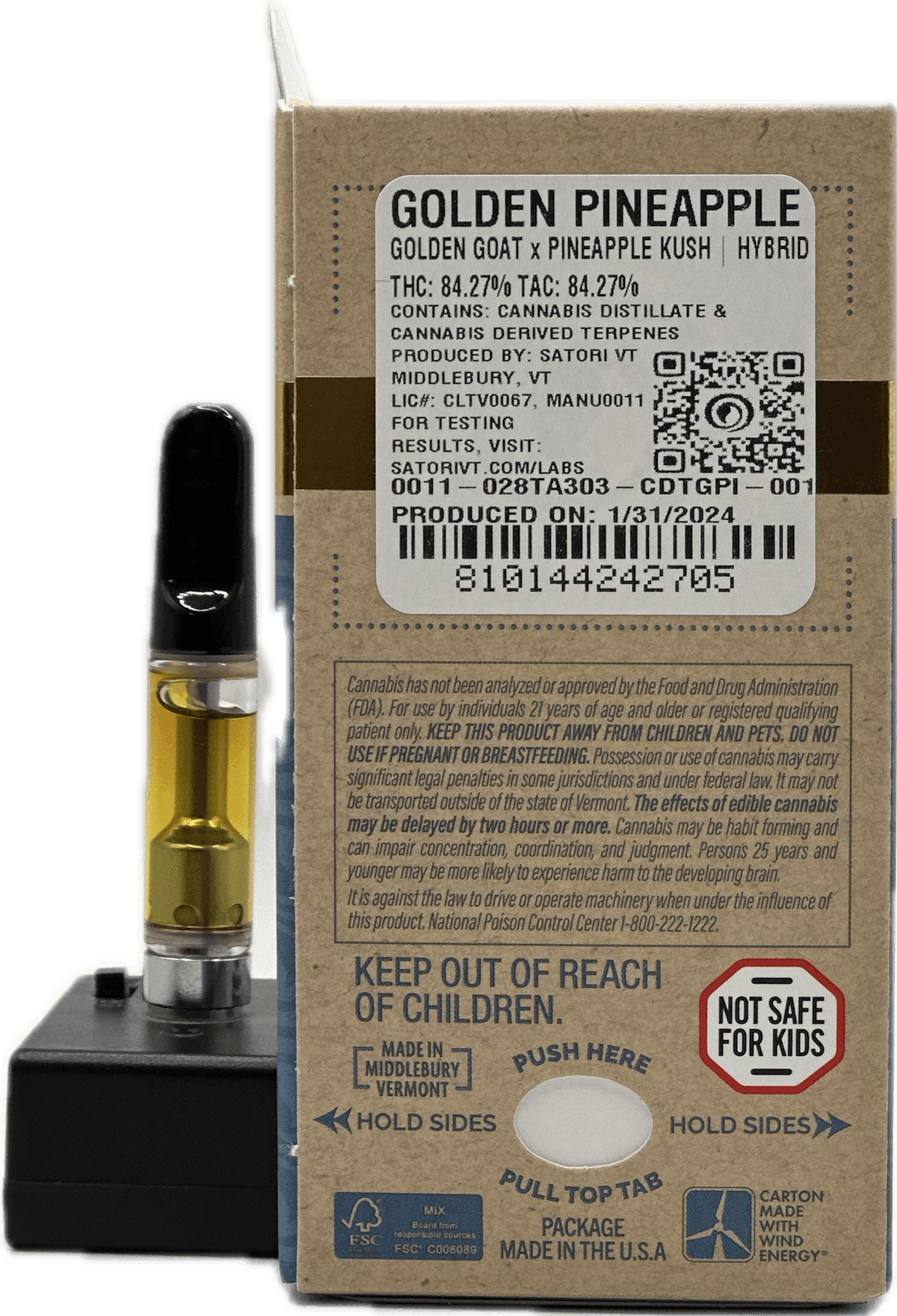 Golden Pineapple | 1g Distillate Cartridge | 1g Vaporizers | Satori ...