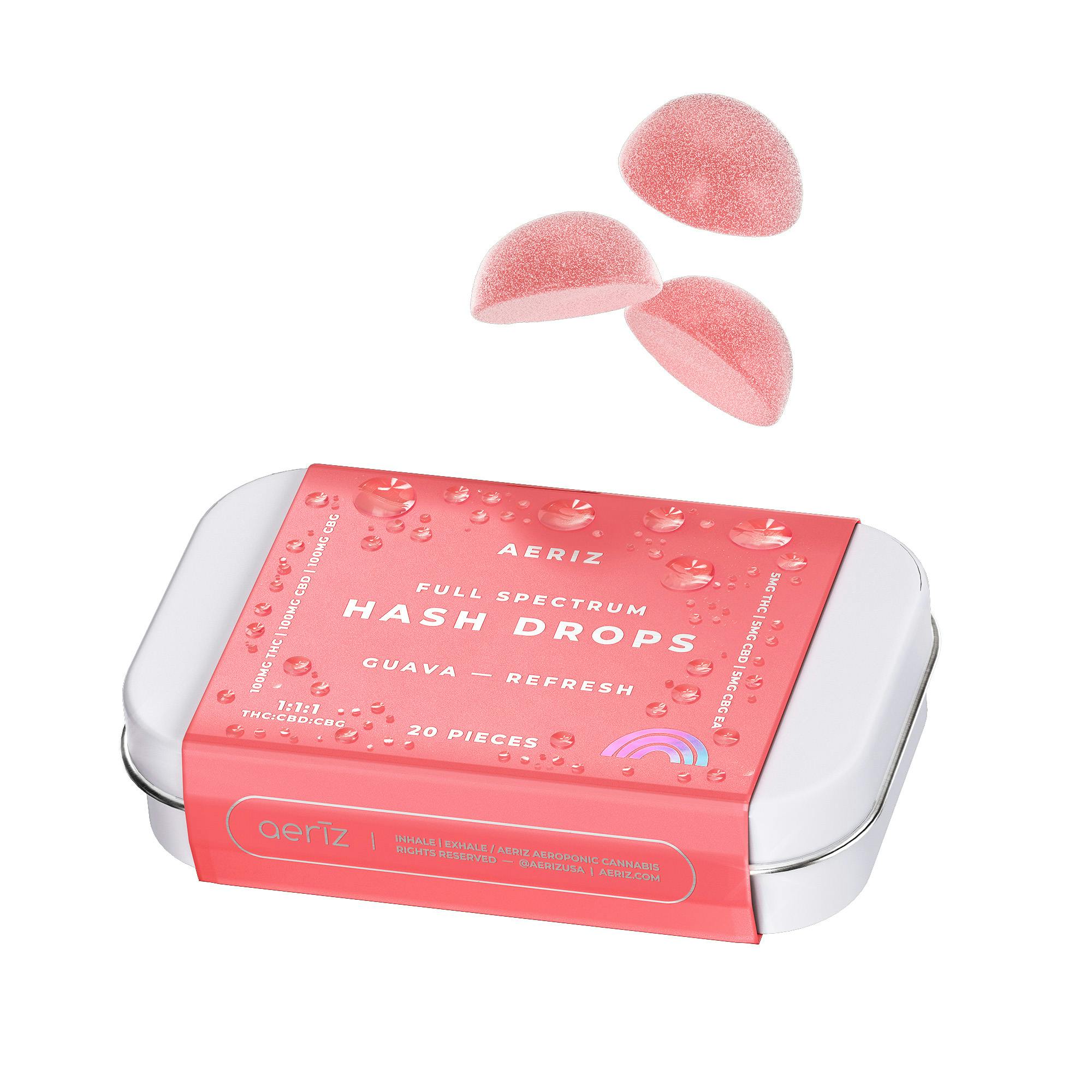 Aeriz - Gummies Hash Drops 1:1:1 - Guava Refresh (H) (100mg THC/CBD/CBG)