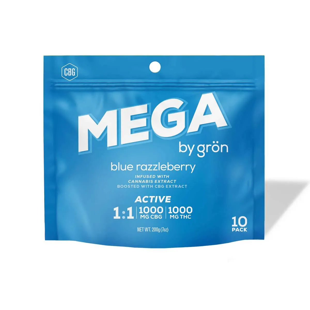 Gron | Mega Pearls | Blue Razzleberry 1:1 CBG/THC 1000mg | Flora