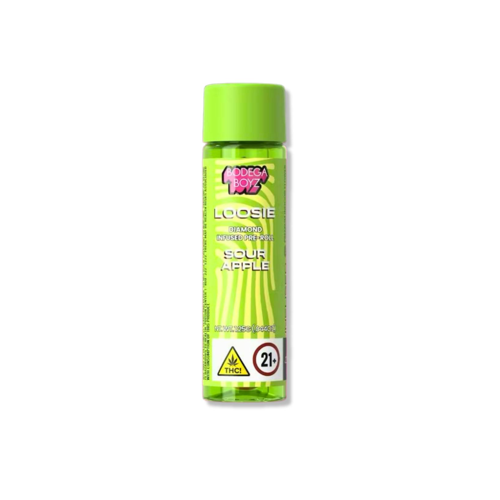 Bodega Boyz - Sour Apple Loosie Diamond Infused Preroll - 1.25gBODEGA BOYZHybridTHC: 37 mgKaya Bliss Summer Special! Spend $500 get $75 Off!+2