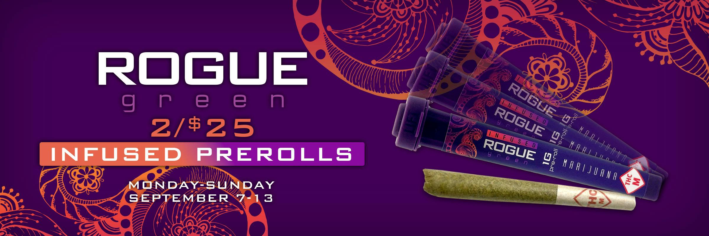 2/$25 Rogue Green Infused Prerolls (1g)