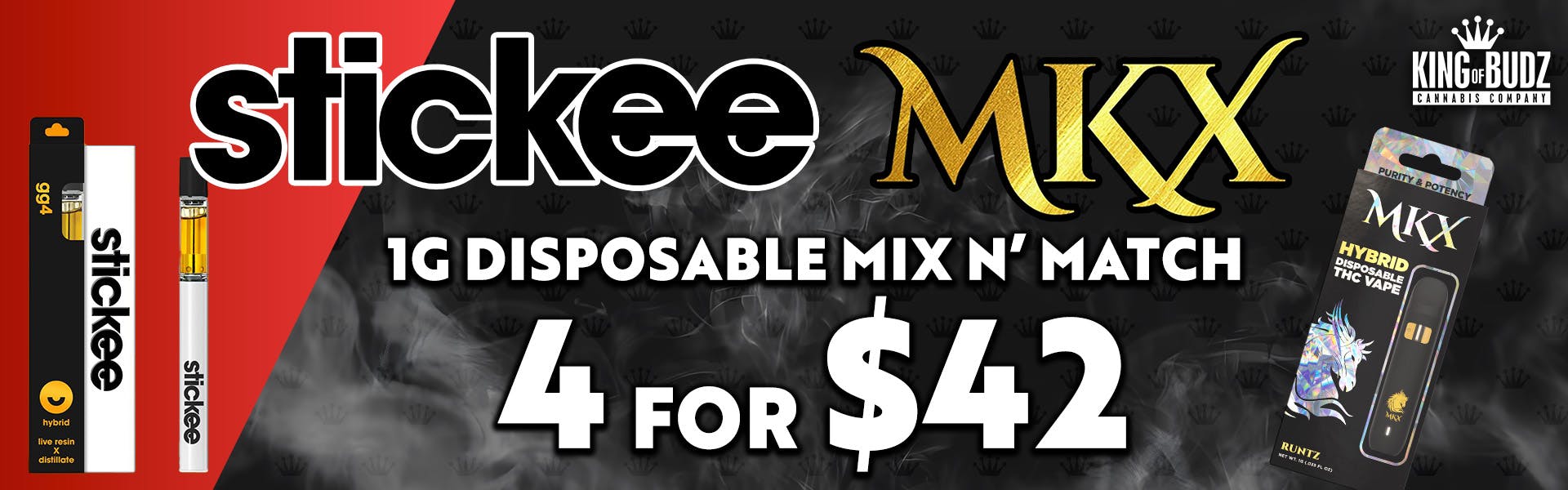 Stickee + MKX 1g Disposable 4/$42