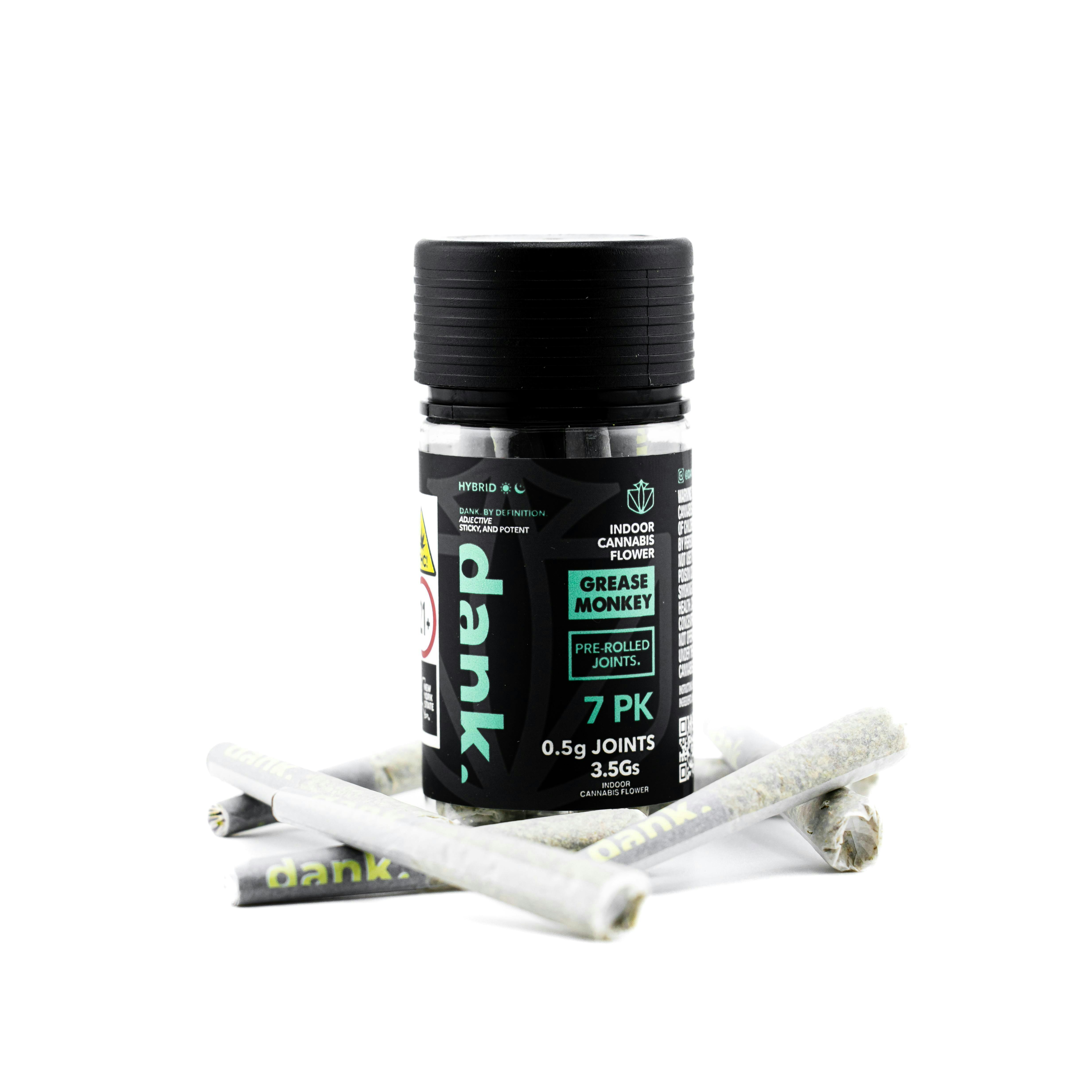 GREASE MONKEY (7 PACK PRE-ROLL)Dank By Definition.HybridTHC: 29.45%TERPS: 0.39%