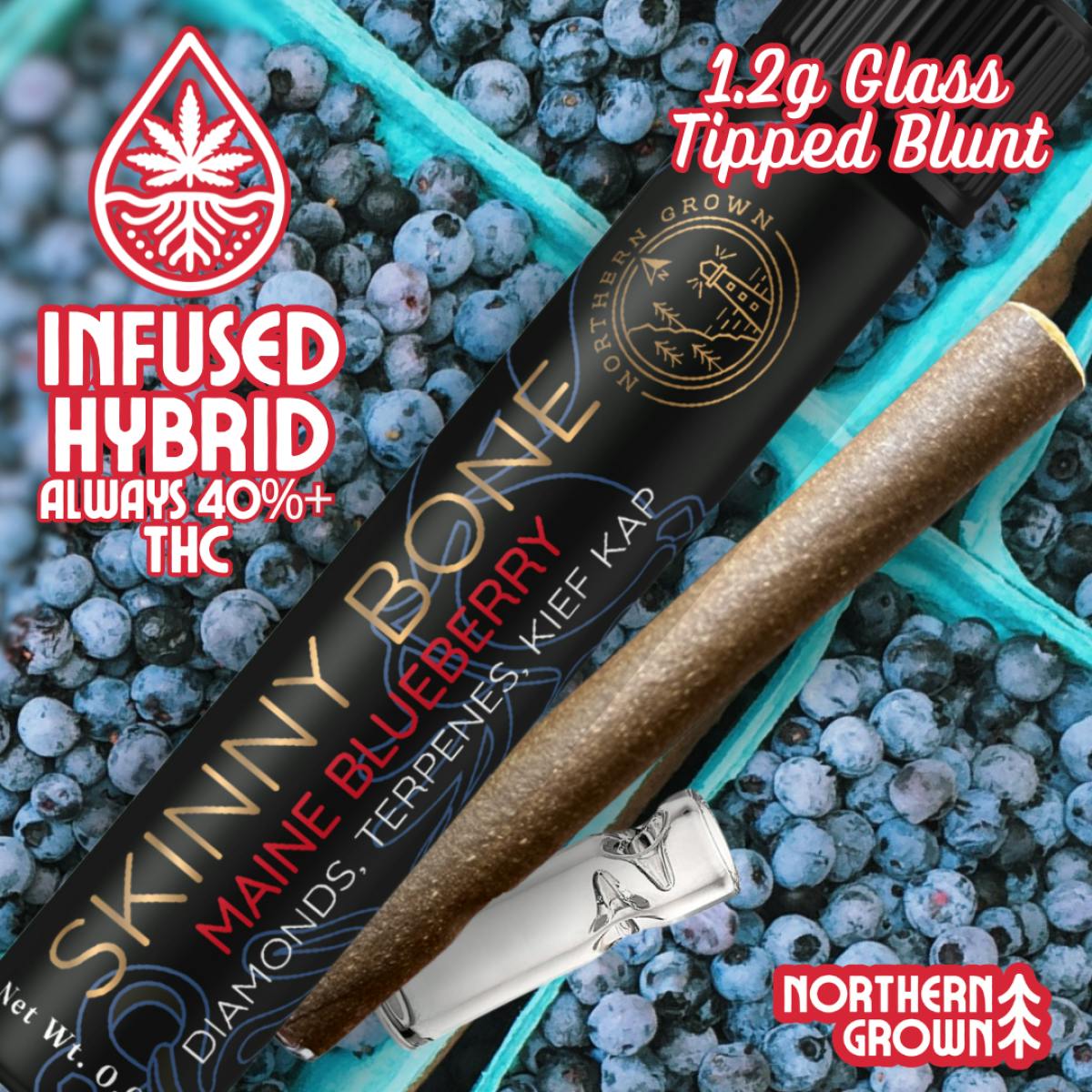 Product Maine Blueberry Bliss Skinny Bone Infused Cannagar | Pre Rolls | 1.5g