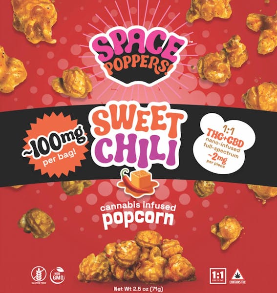 Sweet Chili Popcorn 1:1 (THC:CBD) - 100mg - Space Poppers