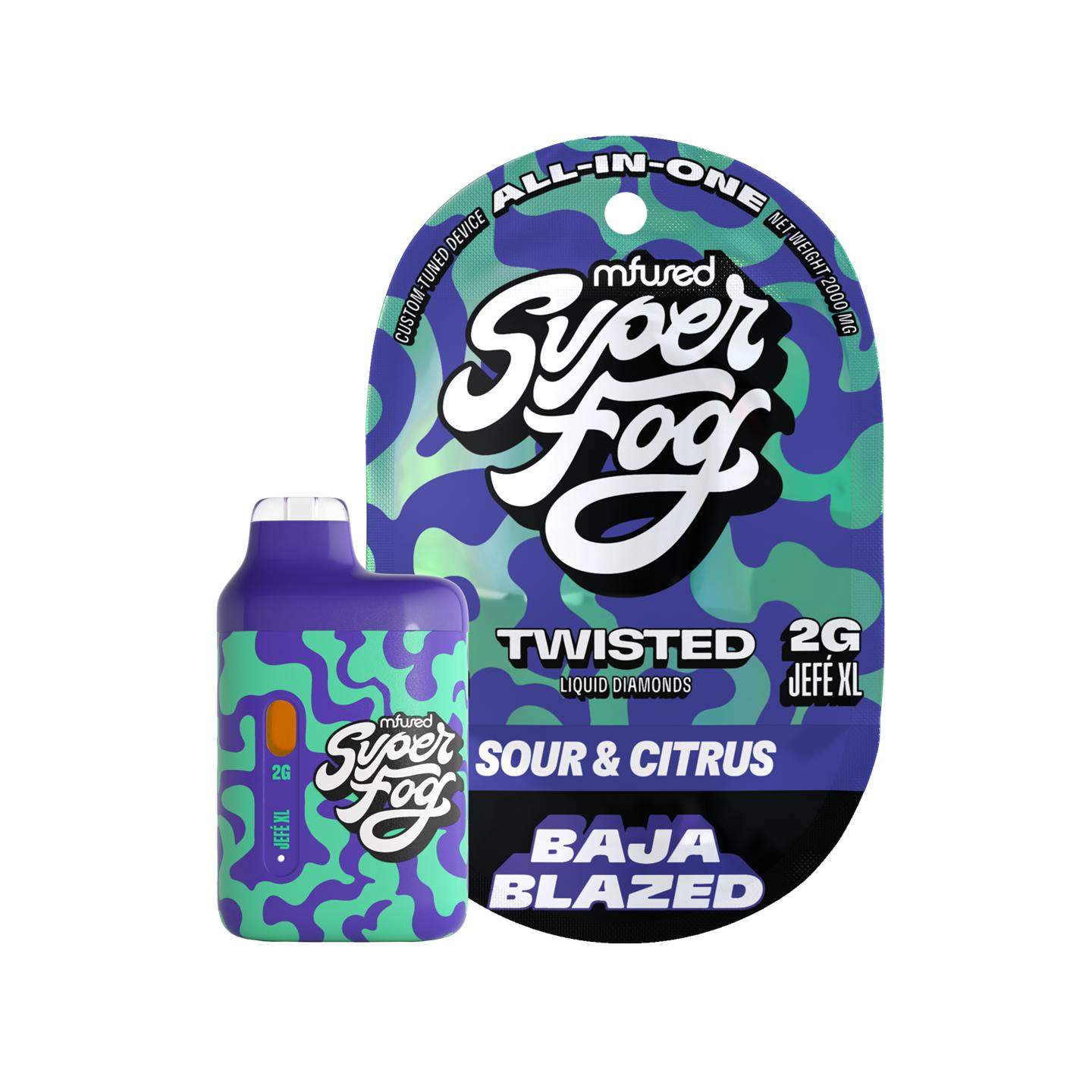 Super Fog MFused Super Fog Twisted Jefes XL | Baja Blazed | Liquid Diamonds  Infused All-in-One Vape 2g