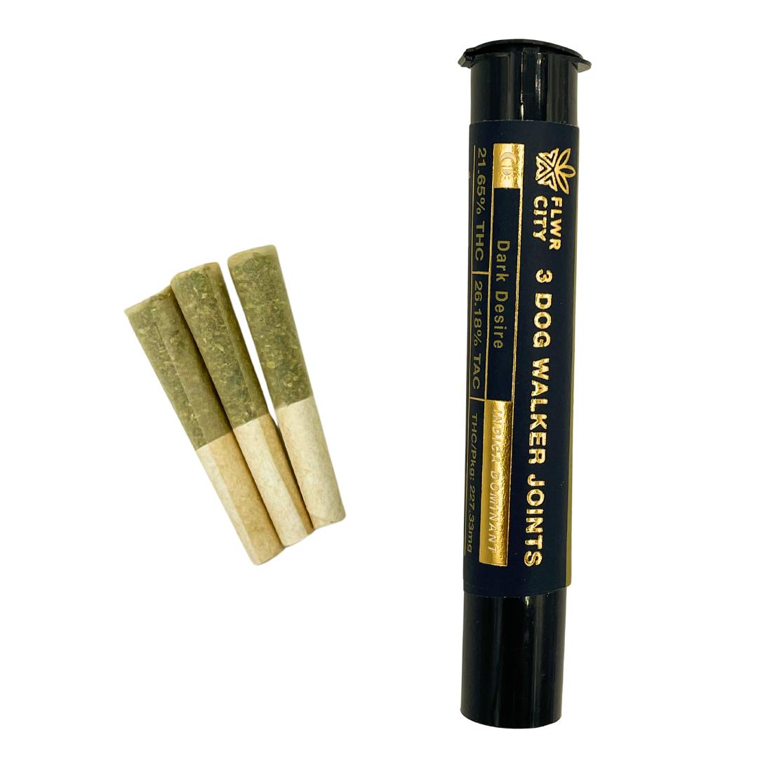 FLWR CITY |  0.35g Dogwalker Pre roll joints 3pk | Dark Desire
