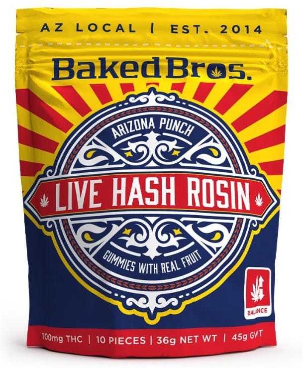 Baked Bros - Live Hash Rosin Gummies - Arizona Punch (H) (100mg)