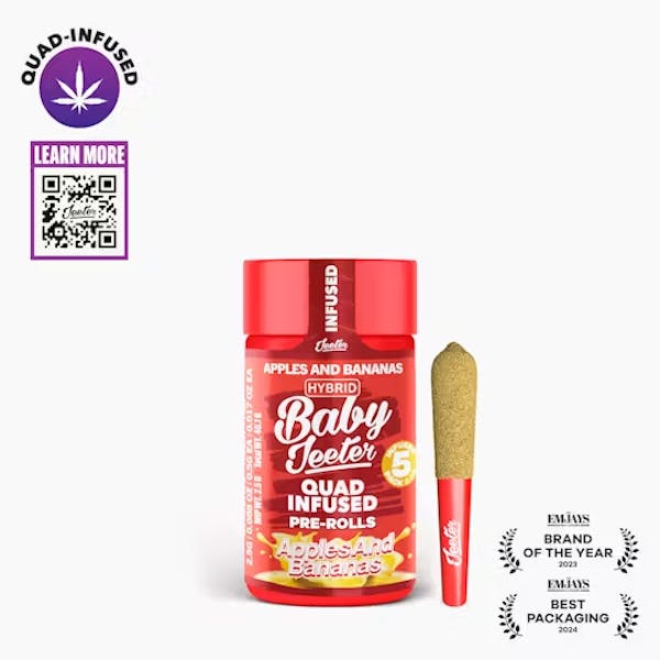 Apples & Bananas (H) - 2.5g | 5pk Infused Pre-Rolls - Baby Jeeter
