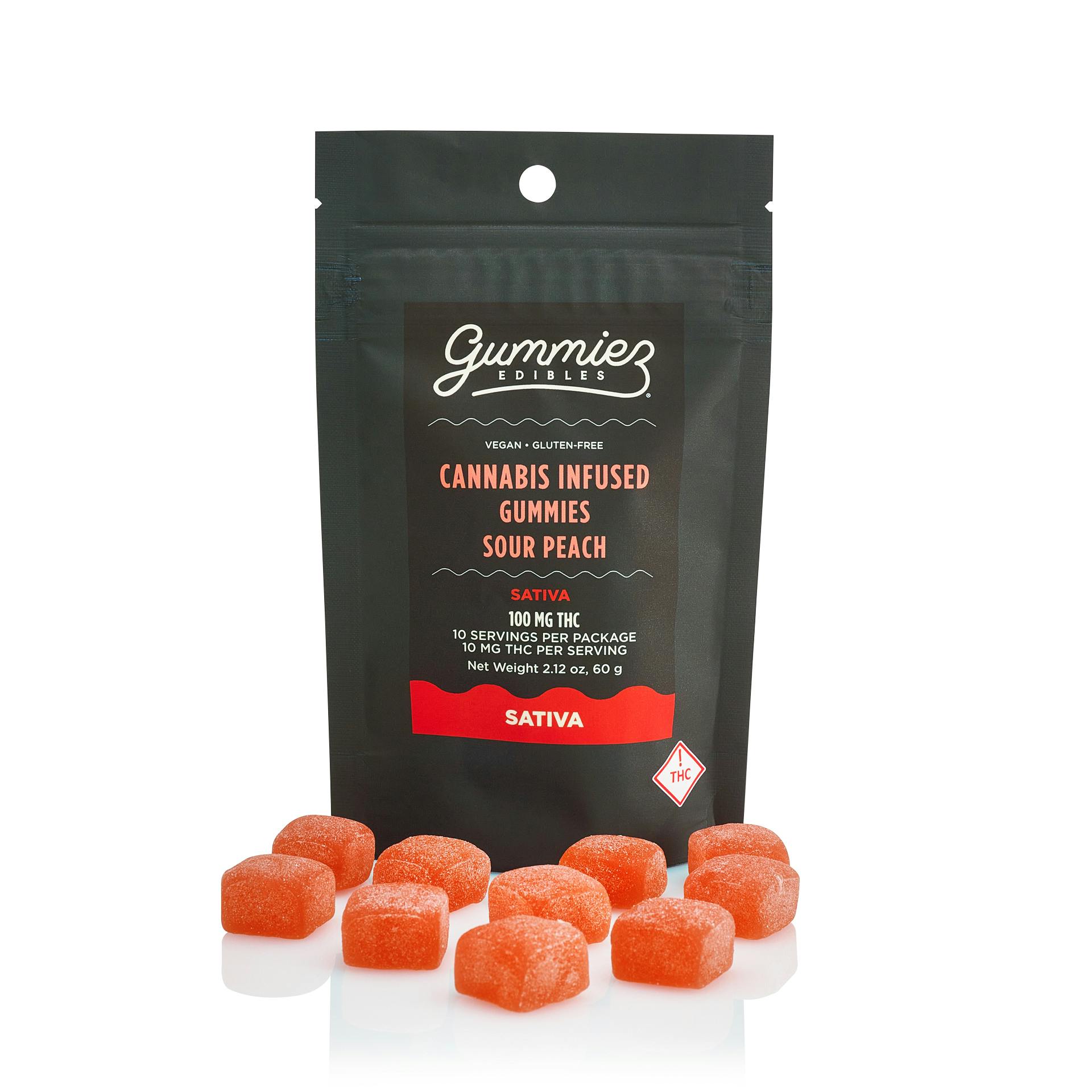 Sour Peach Gummies 100mg (10-Pack | 10mg Each)