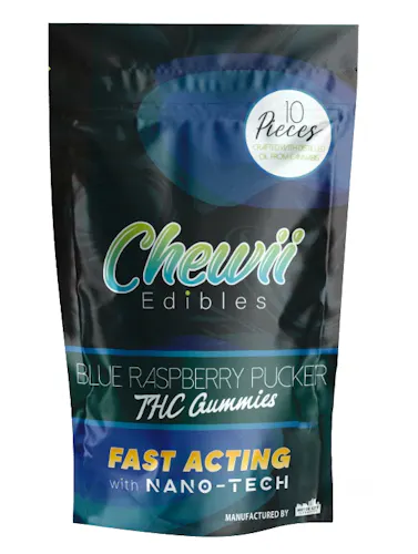Chewii Fast-Acting Blue Raspberry Pucker Gummies 200mg Rec-active