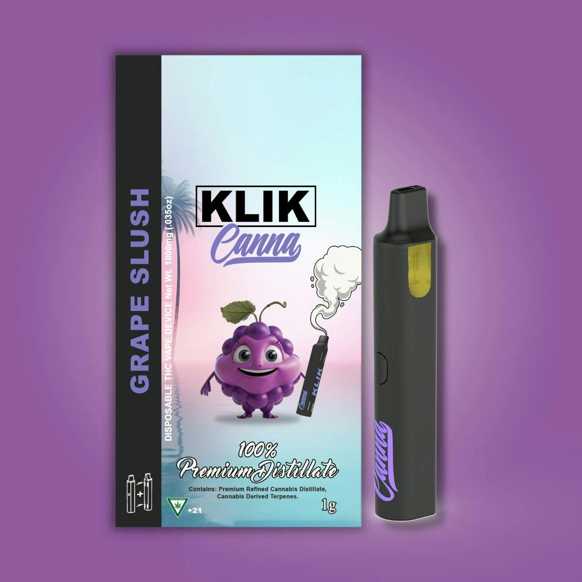Product: KLIK CANNA | GRAPE SLUSH - MAGNETIC DISPOSABLE HYBRID