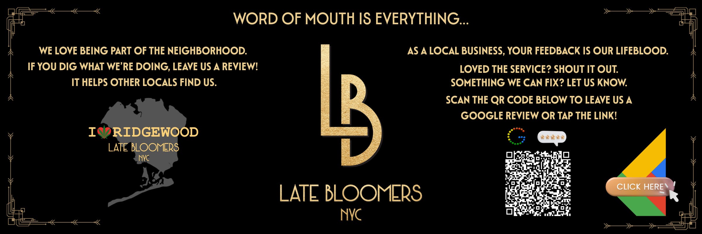 LATE BLOOMERS NYC GOOGLE REVIEW REQUEST