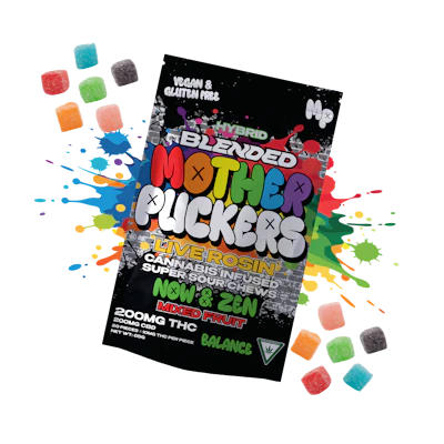 Mother Puckers - 200mg THC : 200mg CBD Live Rosin Gummies - Now & Zen (Mixed Fruit)