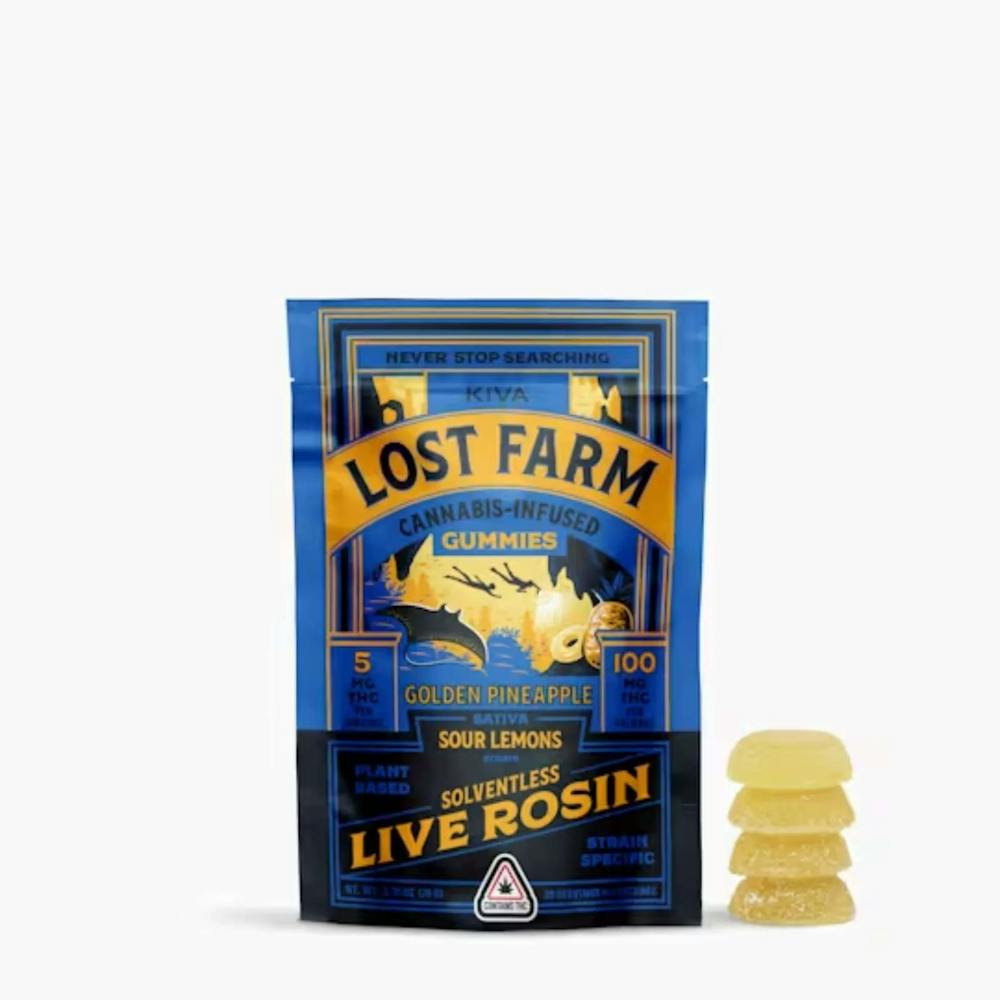 Product KIVA Lost Farm - Sour Lemons x Golden Pineapple (20PK)  - Gummies - 100MG