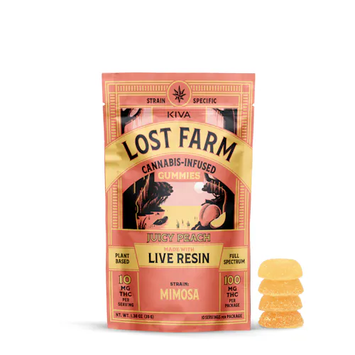 Lost Farm Juicy Peach x Mimosa Live Resin Gummies [10pk]-active