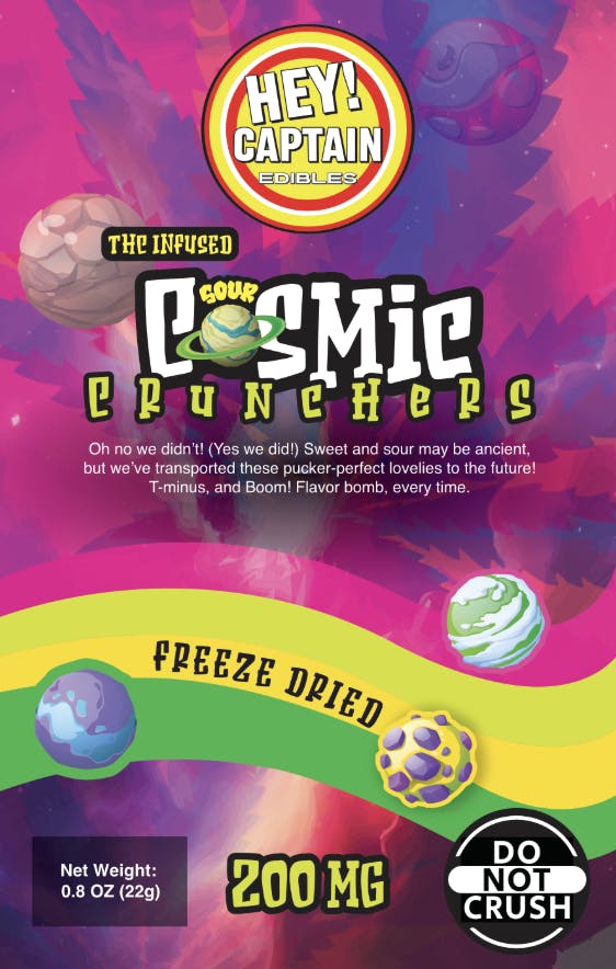 Product: Hey Captain | Freeze Dried SOUR Berry/OG Skittle Candy - Cosmic Crunchers - 200mg