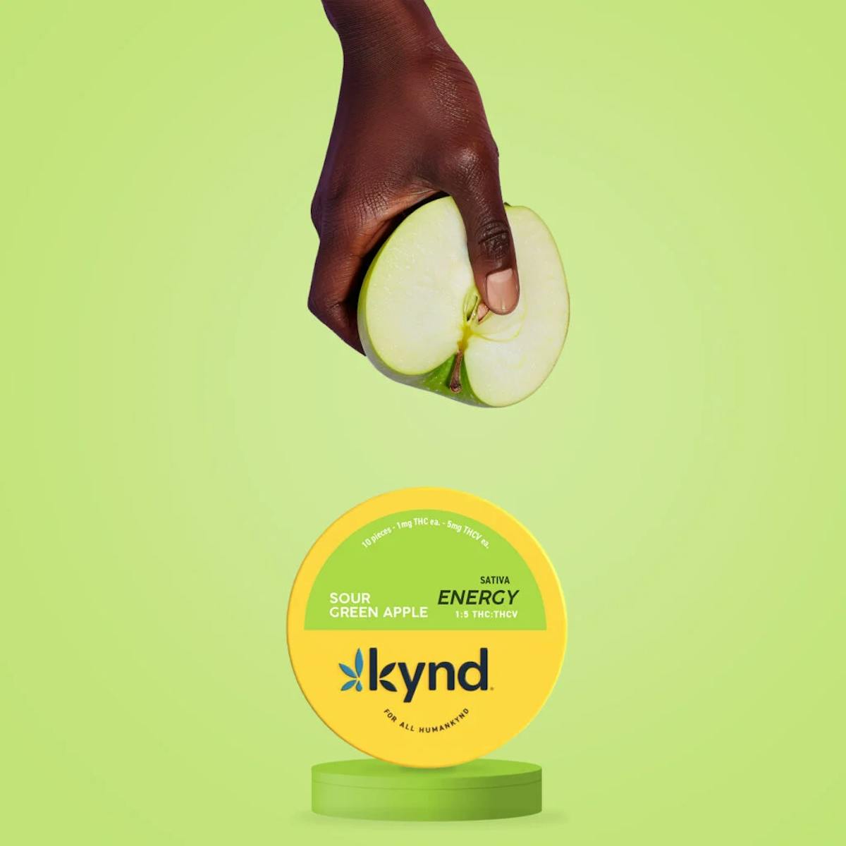 Photo of Kynd l Energy Sour Green Apple Gummies THC:THCV 10pk l 100mg