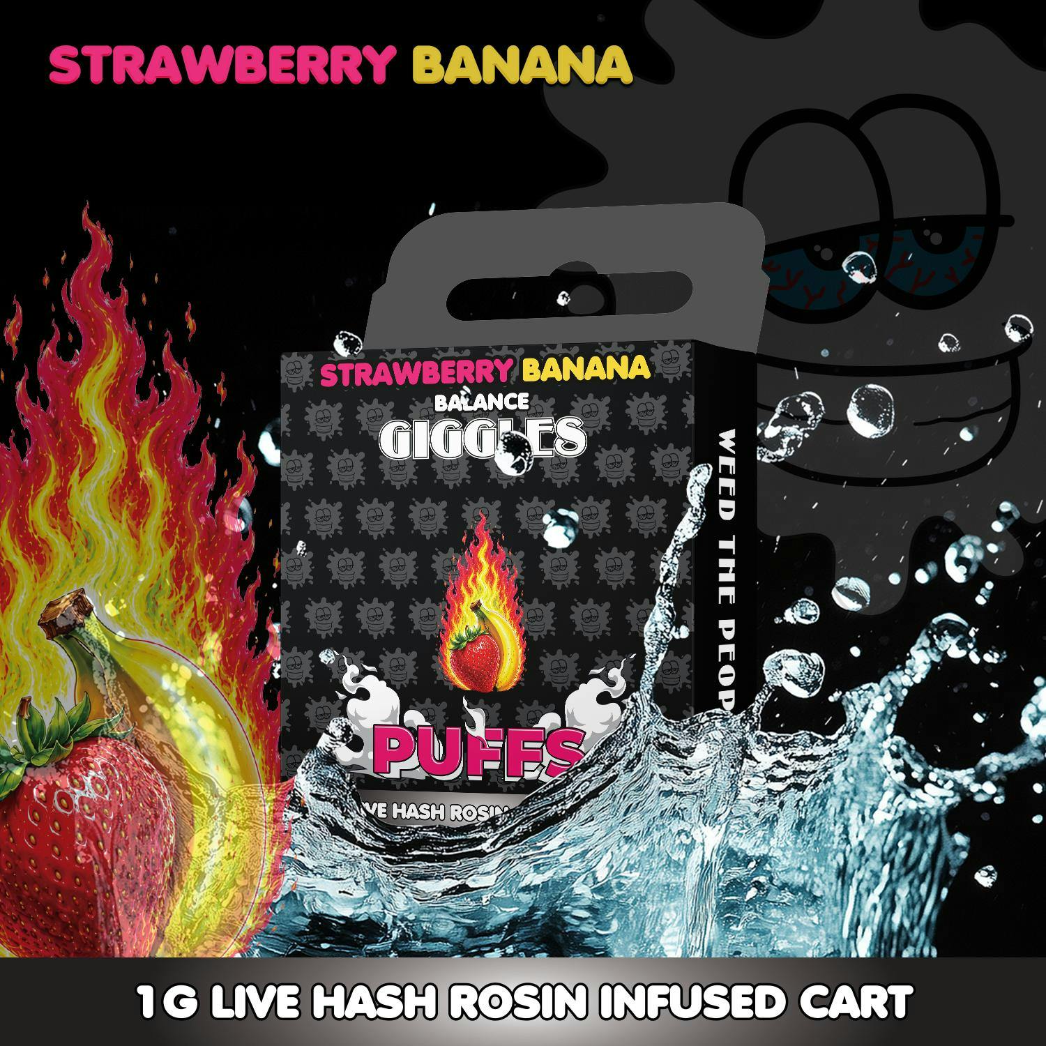 Giggles - 1g Live Rosin Cart - Strawberry Banana