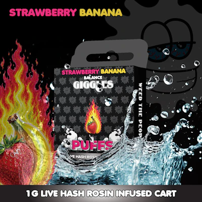 Giggles - 1g Live Rosin Cart - Strawberry Banana - CARTRIDGES by Giggles at King of Budz