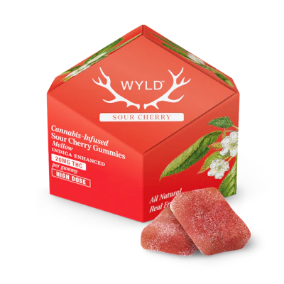200mg | Sour Cherry Indica Enhanced Gummies - EDIBLES by Wyld at King of Budz
