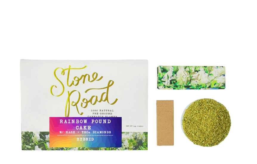 Stone Road - Rainbow Pound Cake Diamond and Bubble Hash Pre-Ground Infused Flower - 14g