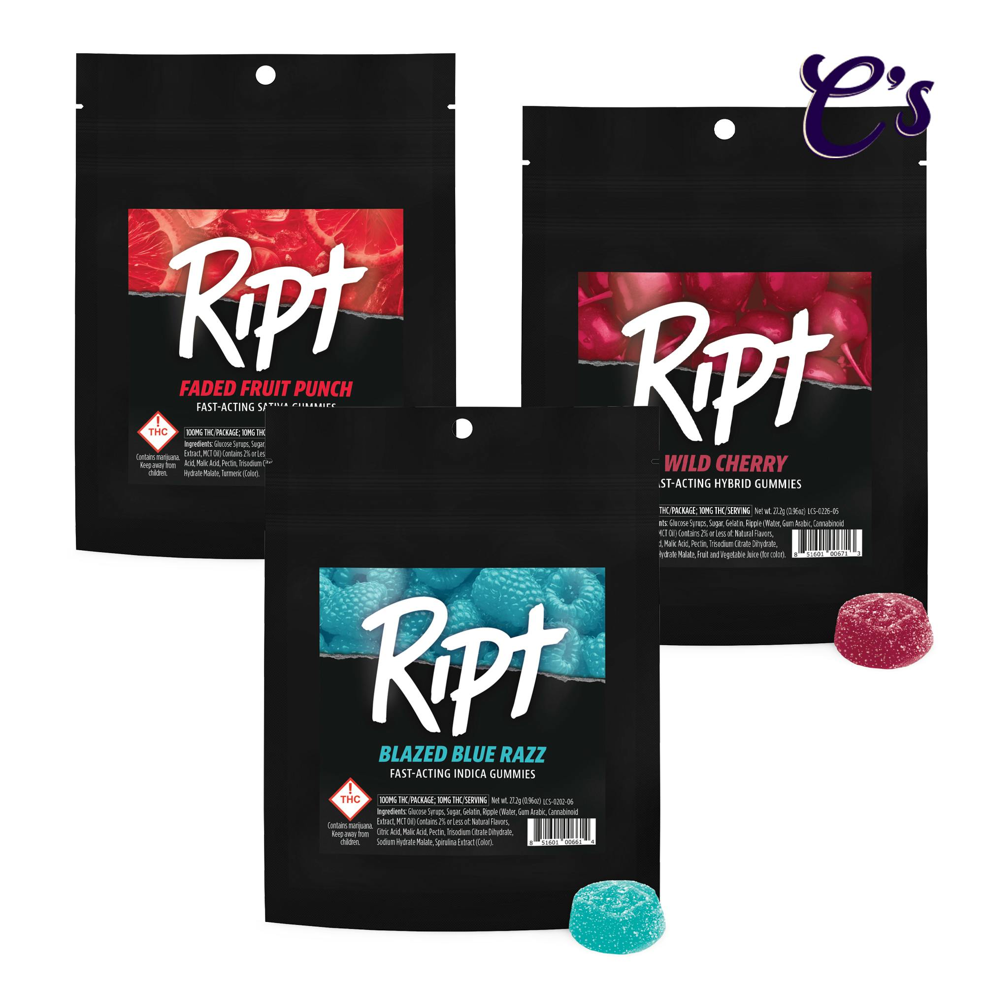 Ript | Gummie (I) Blazed Blue Razz 100mg at Callie's Cannabis