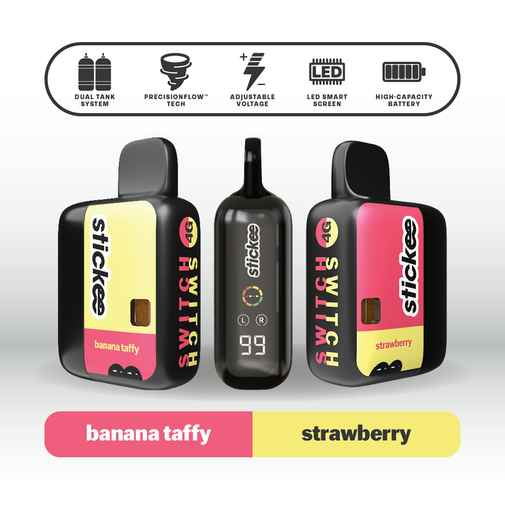 Stickee Switch - Strawberry x Banana Taffy 4G Liquid Diamond Disposable