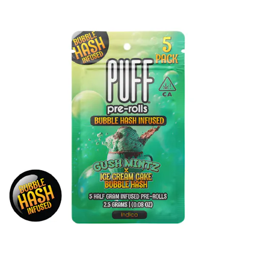 PUFF | Gush Mintz x Ice Cream Cake | 0.5g Bubble Hash Infused Pre-Rolls | 5pk-active