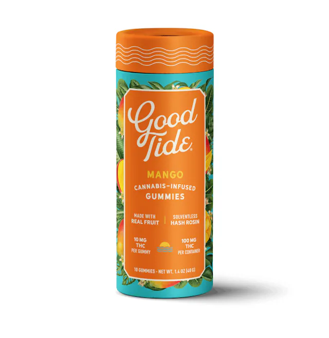 Good Tide Hash Rosin Gummies Mango 10pk/100mg (indica, live rosin gummies, 2.8g)