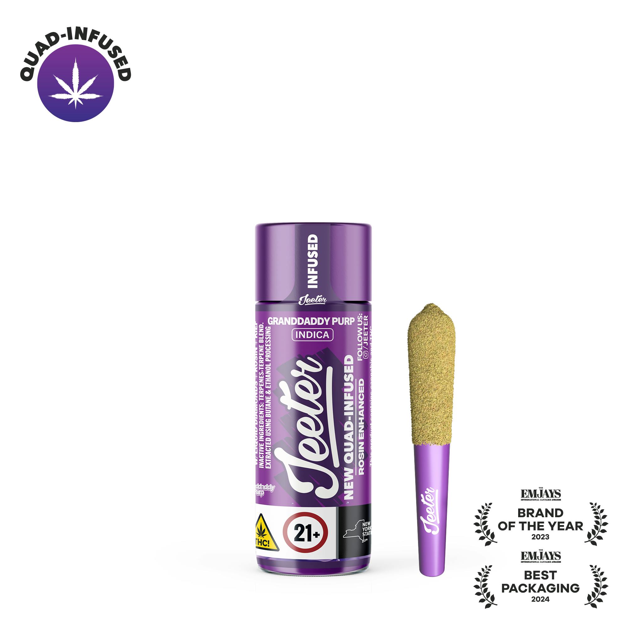 Jeeter Granddaddy Purp Infused W/ Liquid Diamonds, Rosin, Dusted In Kief Preroll - Indica