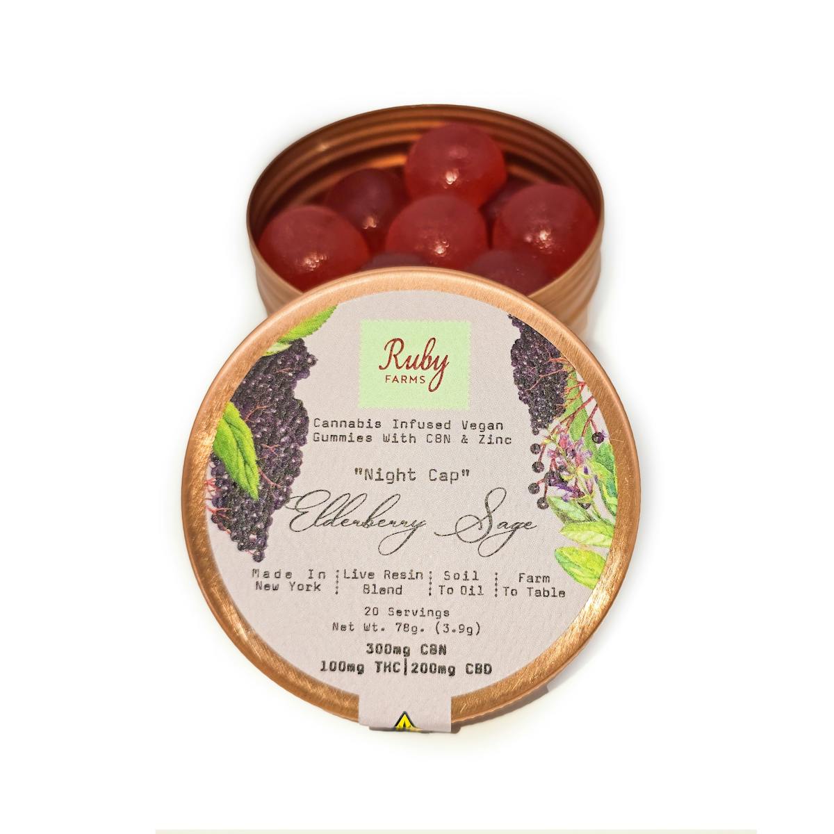 Image of Elderberry Sage “Night Cap” Live Resin 1:2 Gummies | (10mg/10ct)