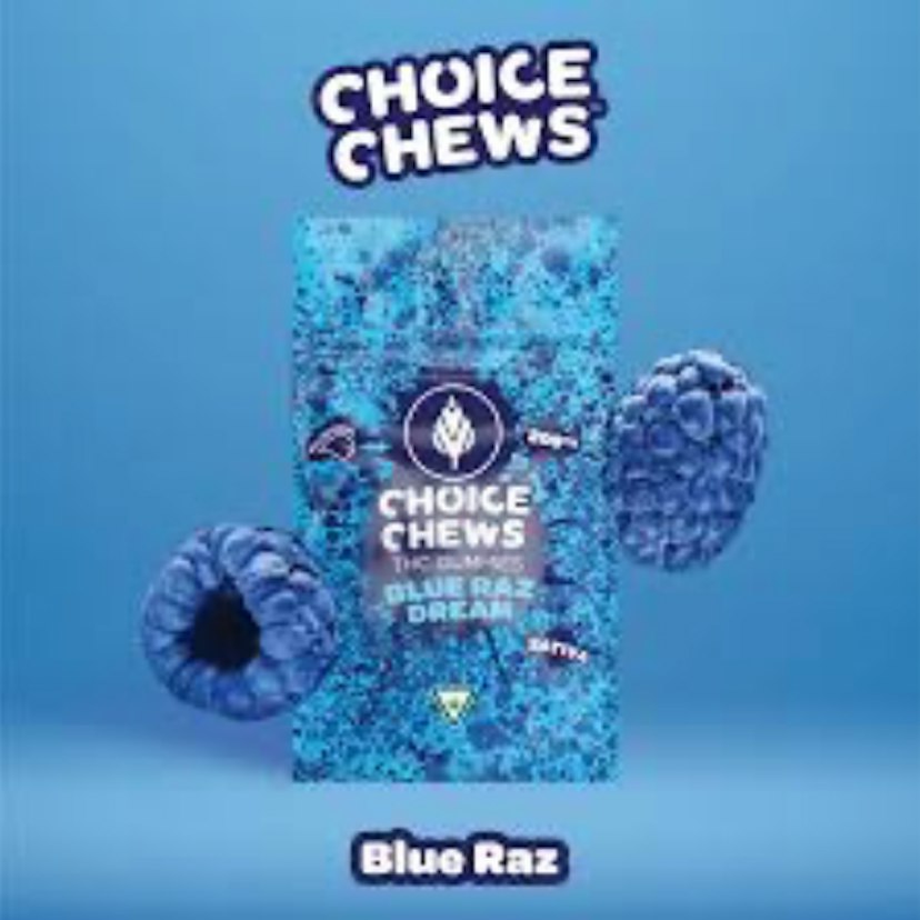 Choice Chews | 200mg THC Gummies | Blue Raz Dream (Sativa)