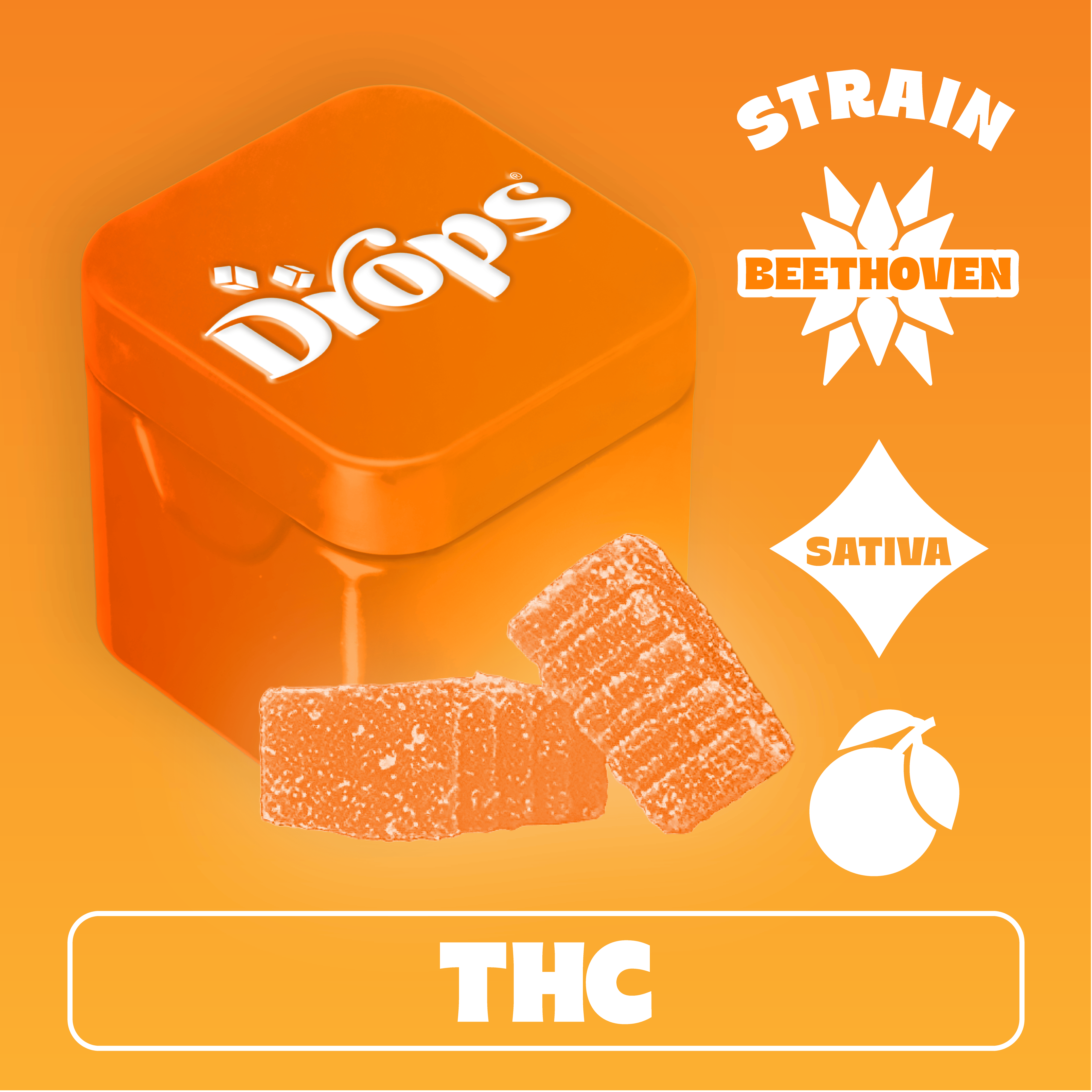 Drops Orange 2pc - Beethoven - Sativa (100mg THC)