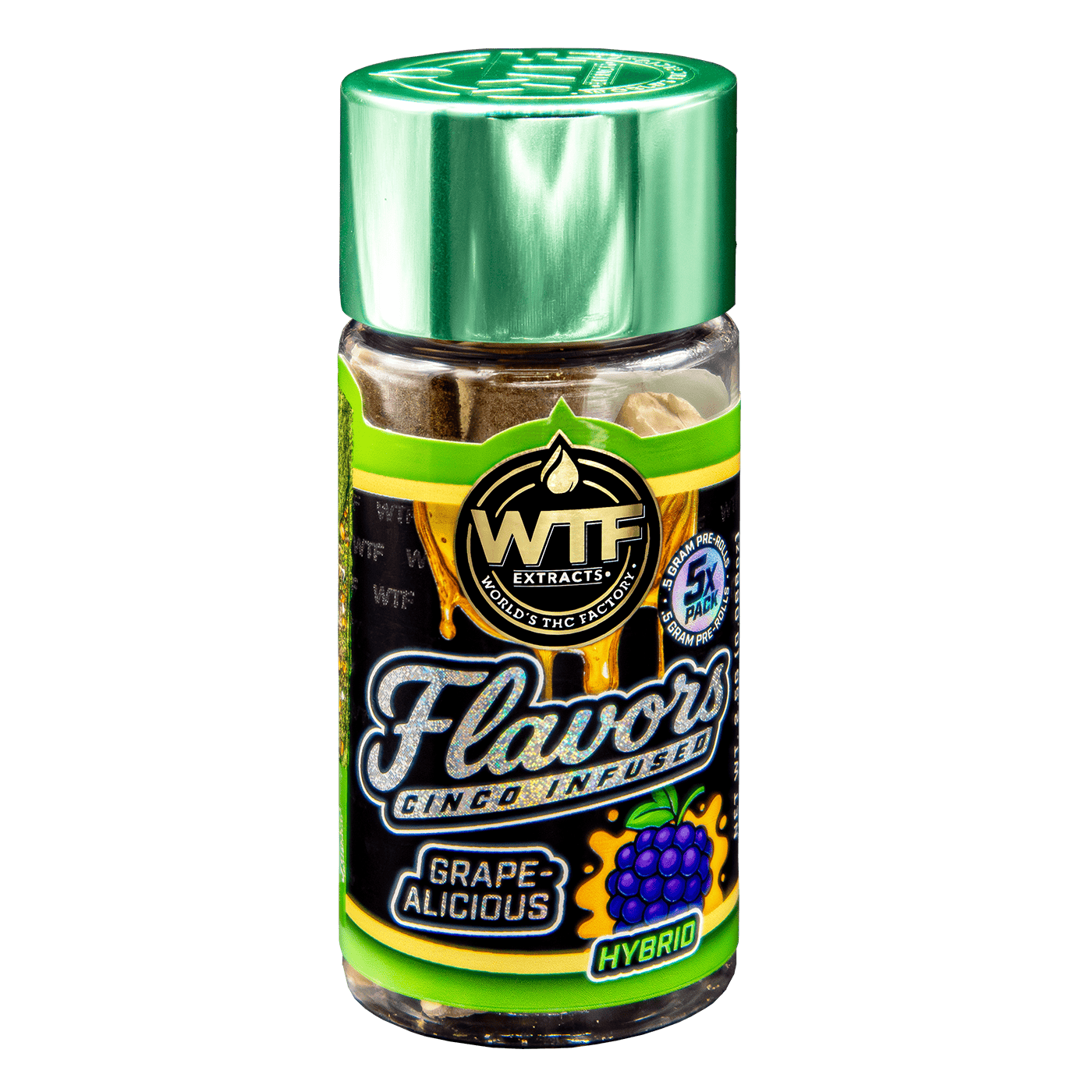 World's THC Factory (WTF) 2.5g Infused Pre-Roll 5pk - Grapealicious