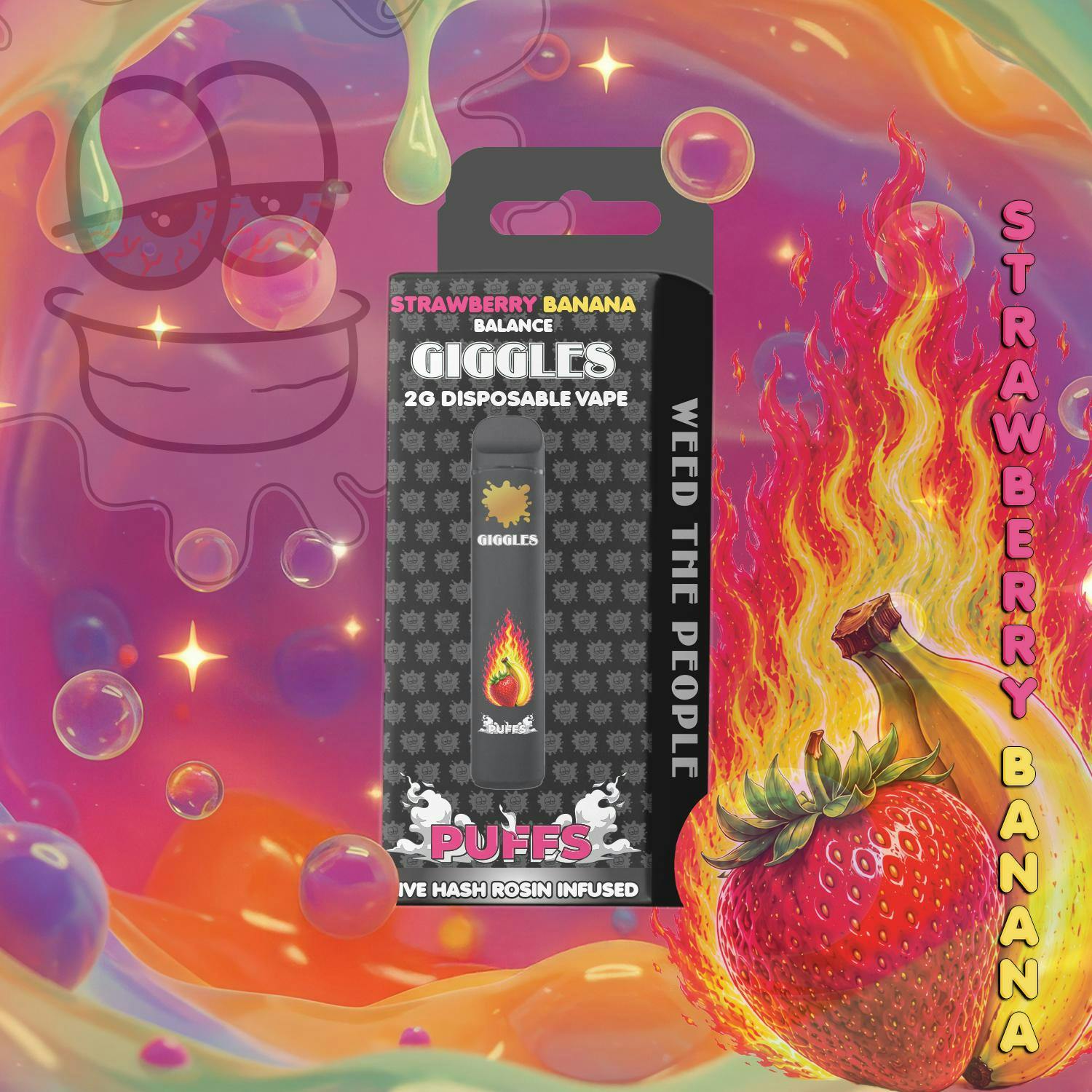 Giggles - 2g Live Rosin Disposable - Strawberry Banana