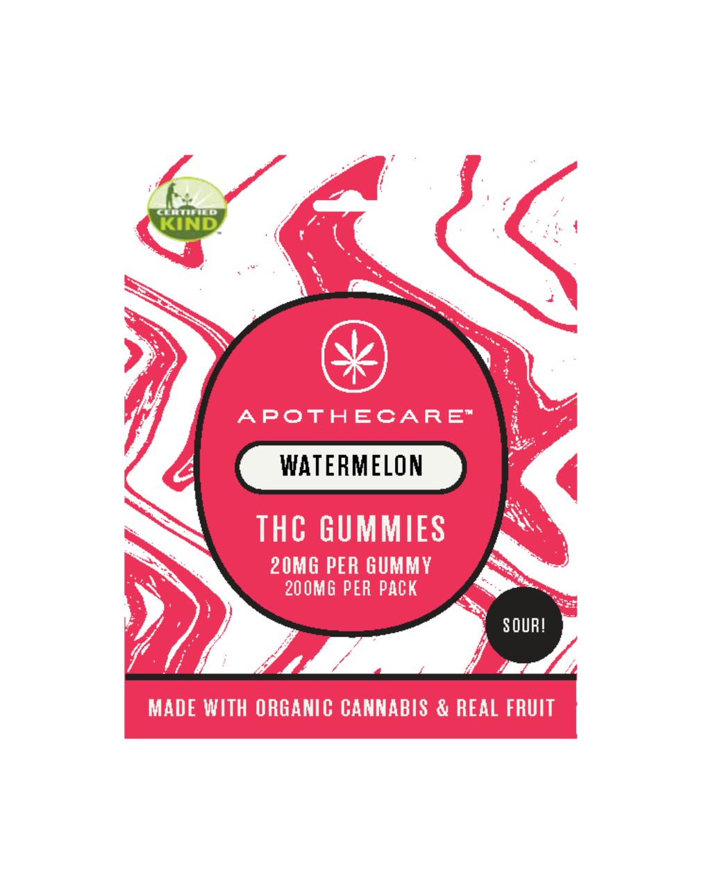 Product: Apothecare | Certified Organic Sour Watermelon THC Gummies | 200mg