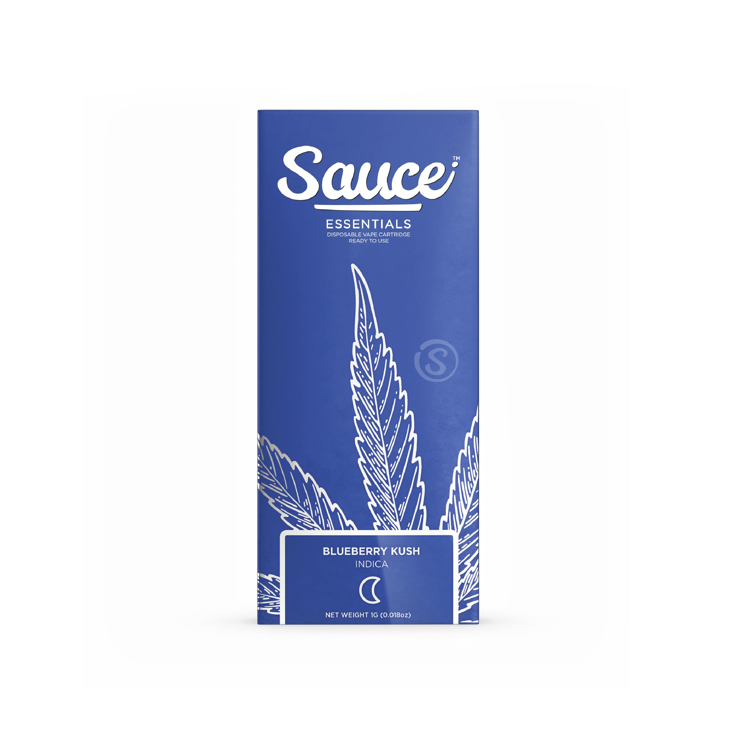 Sauce Blueberry Kush Essentials Disposable/Rechargeable Allinone Cartridge 1g Vaporizers