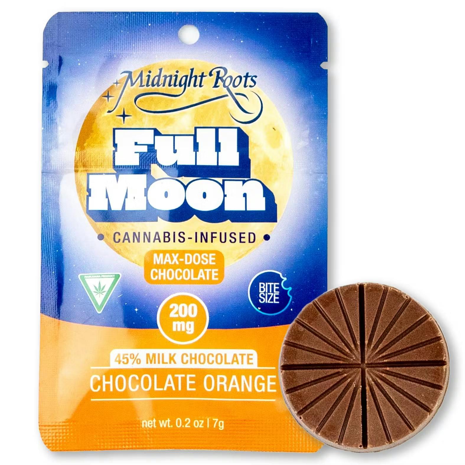 Product: Midnight Roots | Full Moon  200mg Orange Milk Chocolate Round