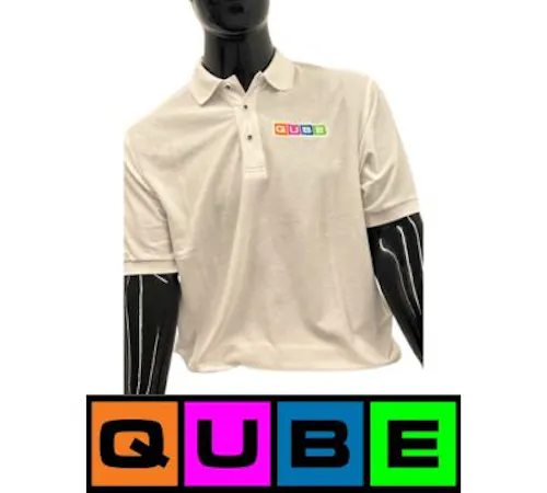 Qube | White Polo Shirt | Color Logo | Extra Large-1