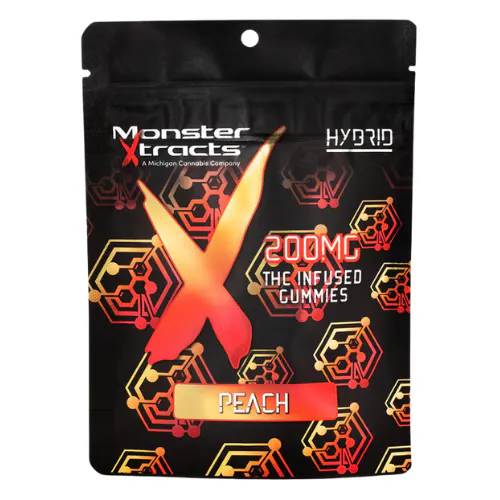 Monster Xtracts Peach Hybrid Gummies 200mg THC at The Fire Station