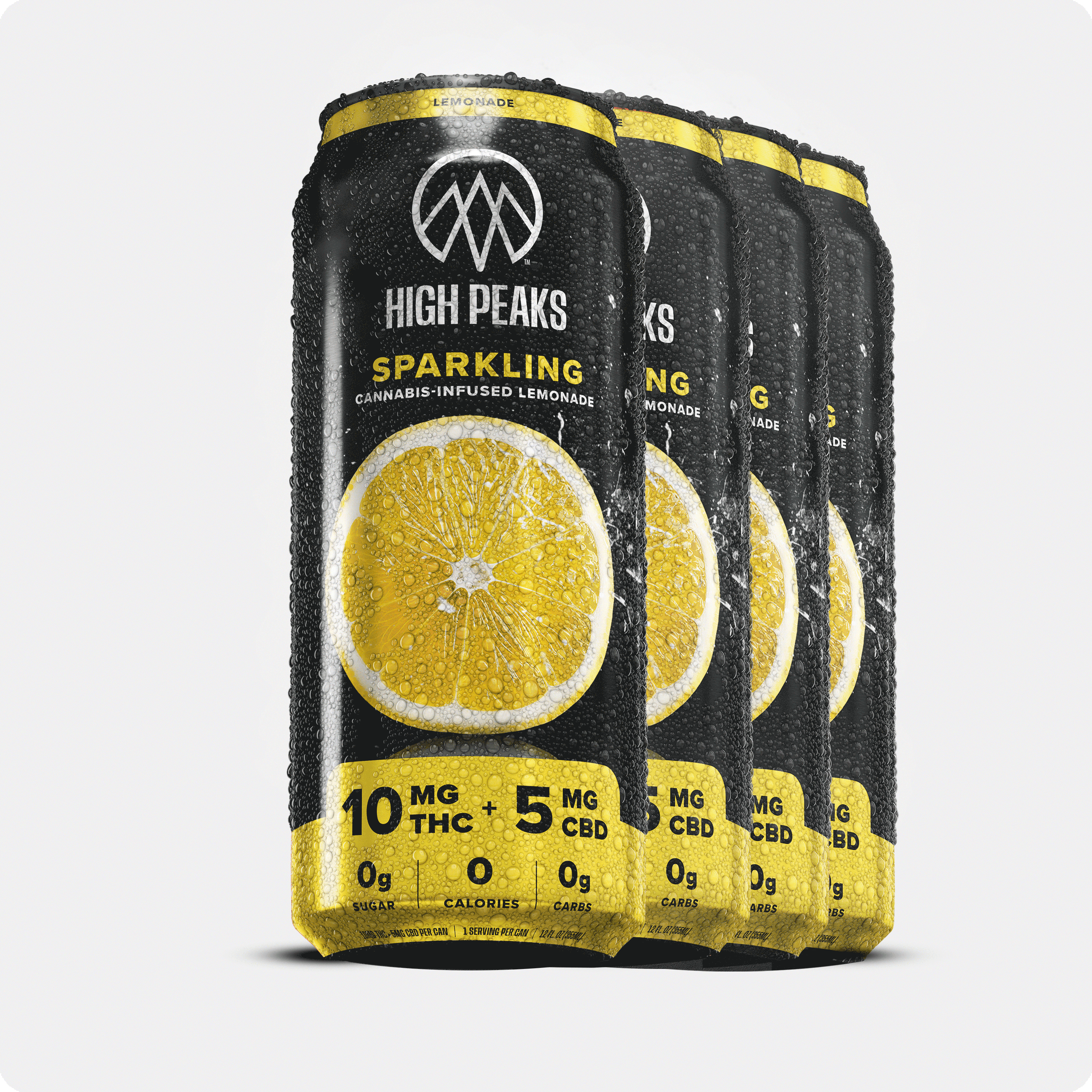 High Peaks | Sparkling Lemonade | 40mg THC + 20mg CBD | 12 fl. oz Ea. | 4-Pk.