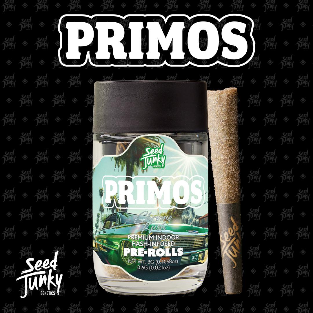 Seed Junky - 5-Pack .6g Bubble Hash Infused Prerolls - Chrome Kush